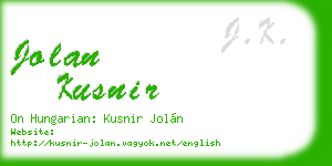jolan kusnir business card